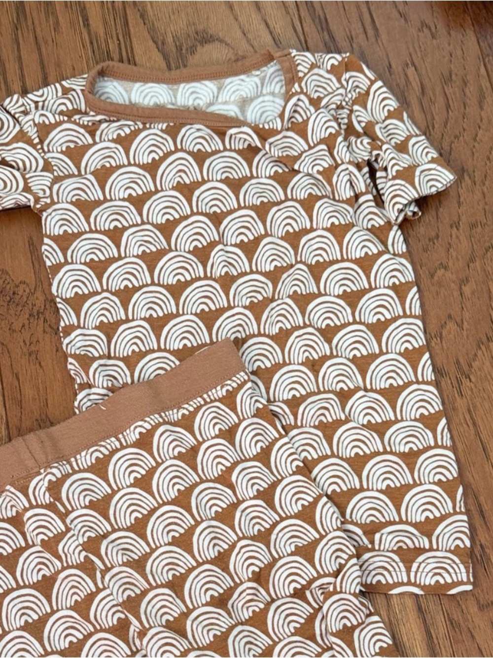 Little Sleepies Brown and White Rainbow Short Sleeve Pajama Set